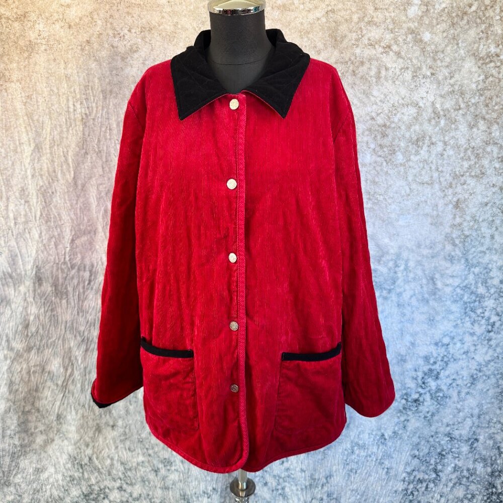 Vintage Denim & Company Red + Black Reversible Coat - L